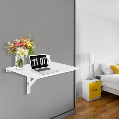 Costway Wall-mounted Drop-leaf Table Folding Floating Laptop Desk Space Saving Hanging