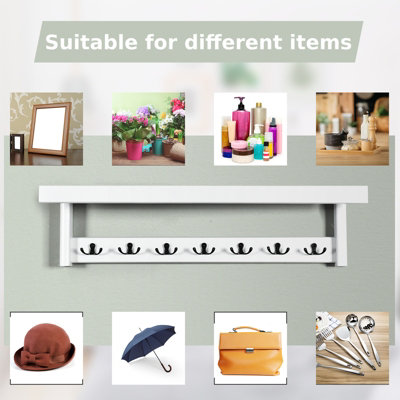 Wall-Mounted Coat Hooks with Shelf for Entryway - Costway