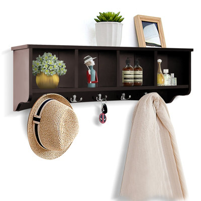 Costway Wall-Mounted Entryway Storage Cabinet Hanging Coat Rack Display ...
