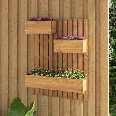 Costway Wall Mounted Garden Planter Hanging Wooden Fencing Plant Container w/ Drainage Holes