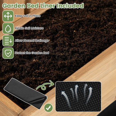 Costway Wall Mounted Garden Planter Hanging Wooden Fencing Plant Container w/ Drainage Holes - 7