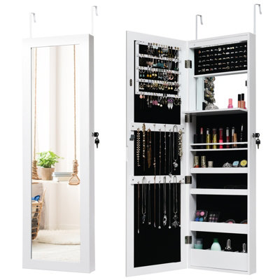 Dressing mirror with on sale jewelry cabinet