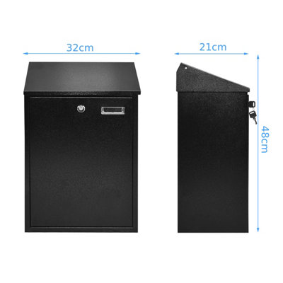 Costway Wall Mounted Outdoor Large Lockable Mailbox Steel Locking Home Letter Post Box