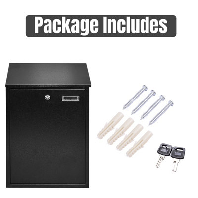 Costway Wall Mounted Outdoor Large Lockable Mailbox Steel Locking Home Letter Post Box - 7