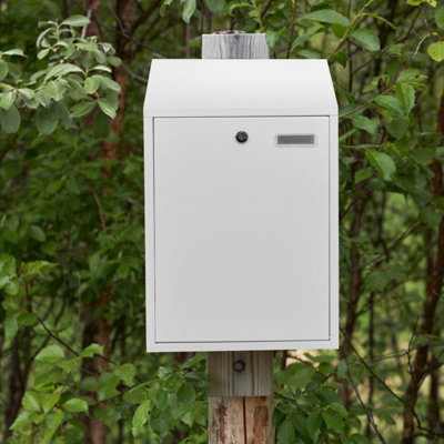 Costway Wall Mounted Outdoor Large Lockable Mailbox Steel Locking Home ...