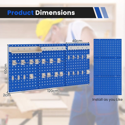 Costway Wall Mounted Pegboard Kit Pegboard Tool Organizing Kit Navy Photo Inspiration