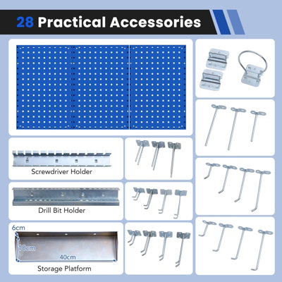 Photo inspiration: Gallery Detail: Costway Wall Mounted Pegboard Kit Pegboard Tool Organizing Kit Navy