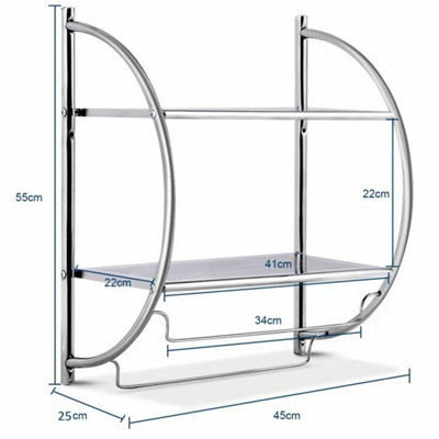 Costway Wall Mounted Towel Rack 2 Tiers Curved Display Organiser Shelving Unit Home - 3