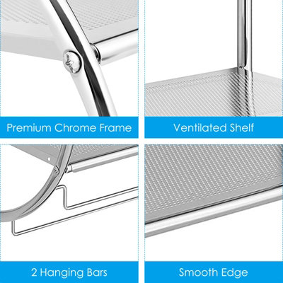 Costway Wall Mounted Towel Rack 2 Tiers Curved Display Organiser Shelving Unit Home - 6