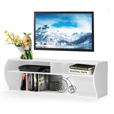 Costway Wall-Mounted TV Stand with Cable Hole White Price Comparisons | Compare The Build