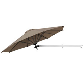 Costway Wall-Mounted Umbrella Water-proof Cantilever Parasols Tilting Sunshade Umbrella w/ Adjustable Pole