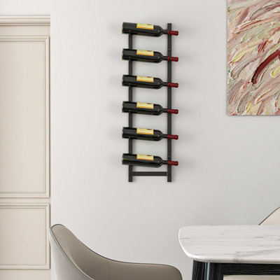 Costway Wall Mounted Wine Rack Hanging Metal Wine Display Rack for 6 Bottles - 3