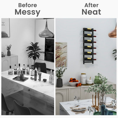 Costway Wall Mounted Wine Rack Hanging Metal Wine Display Rack for 6 Bottles - 6