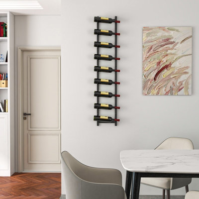 Costway Wall Mounted Wine Rack Hanging Metal Wine Display Rack for 9 Bottles - 3