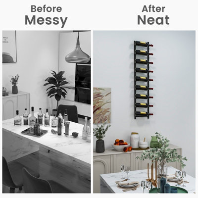 Costway Wall Mounted Wine Rack Hanging Metal Wine Display Rack for 9 Bottles - 6