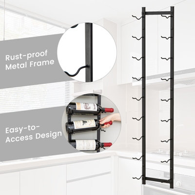 Costway Wall Mounted Wine Rack Hanging Metal Wine Display Rack for 9 Bottles - 8