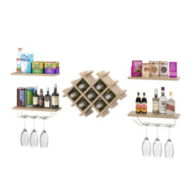 Costway Wall Mounted Wine Rack with 2 Shelves