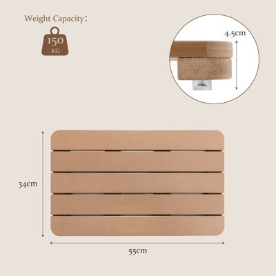 Costway Waterproof Bathroom Floor Mat HIPS Spa Shower Mats Non-Slip Foot Pads 55 x 34 cm