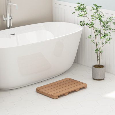 Costway Waterproof Bathroom Floor Mat HIPS Spa Shower Mats Non-Slip Foot Pads 55 x 34 cm - 4