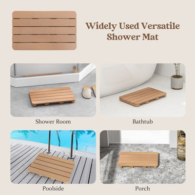 Costway Waterproof Bathroom Floor Mat HIPS Spa Shower Mats Non-Slip Foot Pads 55 x 34 cm - 7