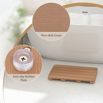 Costway Waterproof Bathroom Floor Mat HIPS Spa Shower Mats Non-Slip Foot Pads 55 x 34 cm - 8