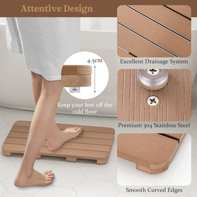 Costway Waterproof Bathroom Floor Mat HIPS Spa Shower Mats Non-Slip Foot Pads 55 x 34 cm - 9