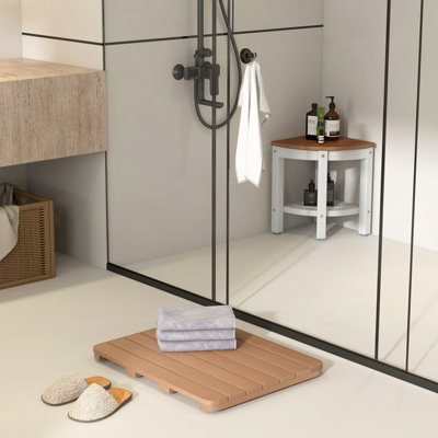 Costway Waterproof Bathroom Floor Mat HIPS Spa Shower Mats Non Slip Foot Pads 60 x 48cm