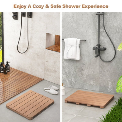 Costway Waterproof Bathroom Floor Mat HIPS Spa Shower Mats Non-Slip Foot Pads 60 x 48cm - 5