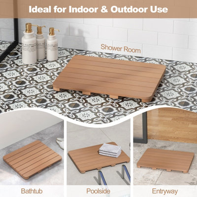 Costway Waterproof Bathroom Floor Mat HIPS Spa Shower Mats Non-Slip Foot Pads 60 x 48cm - 8