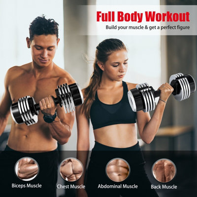 Costway Weight Adjustable Dumbbells Single Dumbbell Anti Slip Handle Home Gym Exercise DIY at B Q