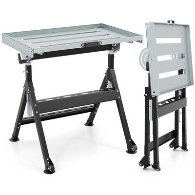 COSTWAY Welding Table Folding Welding Workbench w/ 76 x 51 cm Tabletop