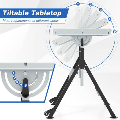 COSTWAY Welding Table Folding Welding Workbench w/ 76 x 51 cm Tabletop - 5
