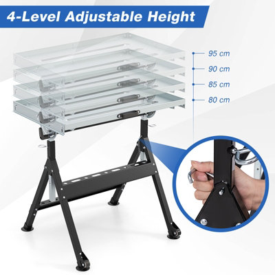 COSTWAY Welding Table Folding Welding Workbench w/ 76 x 51 cm Tabletop - 6