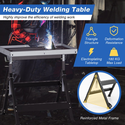 COSTWAY Welding Table Folding Welding Workbench w/ 76 x 51 cm Tabletop - 7