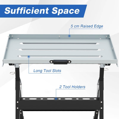COSTWAY Welding Table Folding Welding Workbench w/ 76 x 51 cm Tabletop - 8