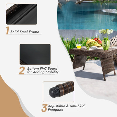 Costway Wicker Coffee Table  Folding Outdoor Patio Rattan Side Table - 7