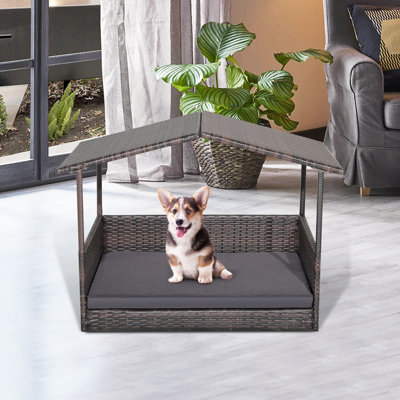 Photo inspiration: Visual Reference: Costway Wicker Dog House Raised Pe Rattan Dog Bed With
