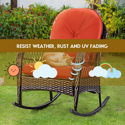 Costway Wicker Rocking Chair for Garden Patio - 4