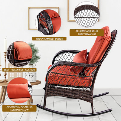 Costway Wicker Rocking Chair for Garden Patio - 6
