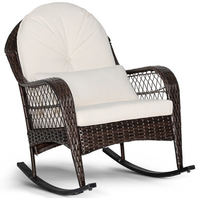 Costway Wicker Rocking Chair Outdoor Mix Brown Patio Rocker