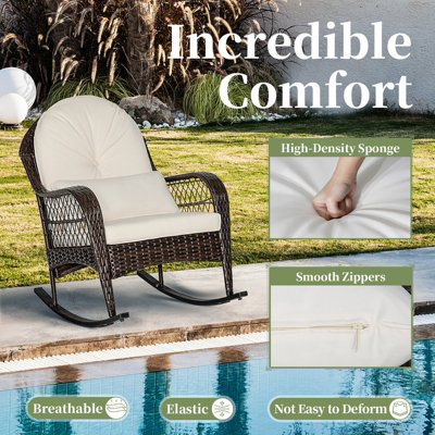 Costway Wicker Rocking Chair Outdoor Mix Brown Patio Rocker - 1