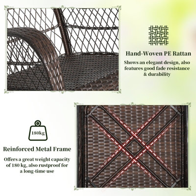 Costway Wicker Rocking Chair Outdoor Mix Brown Patio Rocker - 6