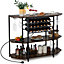 Costway Wine Bar Cabinet 3 Tier Industrial Wine Rack with Storage Shelves Glass Holder