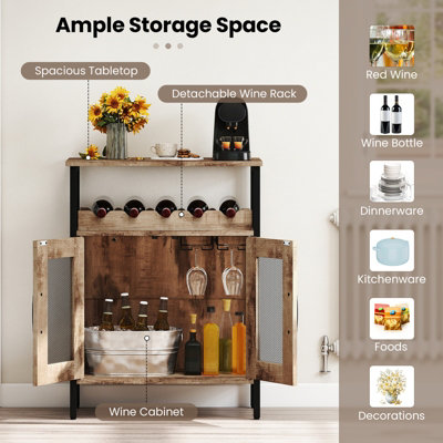 COSTWAY Wine Bar Home Liquor with Removable Wine Rack — free download