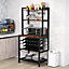 Costway Wine Bar Cabinet Industrial Wine Rack with 4 Tier Storage Shelves Glass Holder