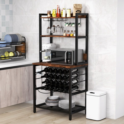 Rustic State Vigo 4 Sectional Adjustable Under Cabinet Stemware Rack - Hanging Wood Shelf Glassware Holder Bar Organizer With Up To 12 Wine Glass Storage 11 Inch Deep - White