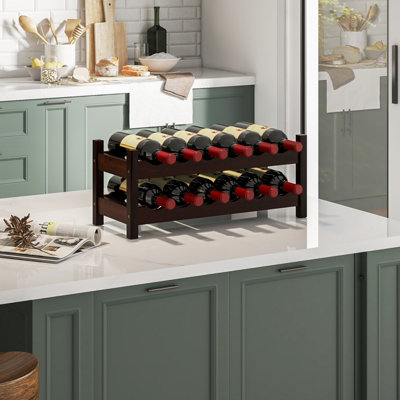 AGGICE 12-Bottle Bamboo Wine Rack - 3-Tier Countertop Display For Living Room, Kitchen, Or Dining