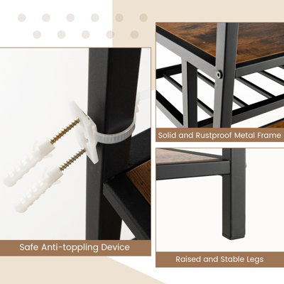 Costway Wine Rack Table Industrial Bar Cabinet w/ Wine Rack & 4 Rows of Glass Holders - 7