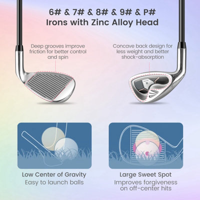 Costway Womens 9 PCS Complete Golf Club Set Includes 460cc Alloy Driver Right Handed - 5