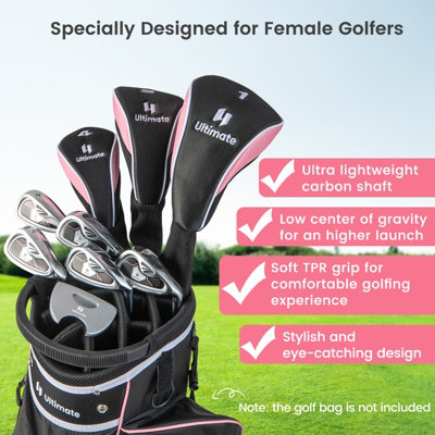 Costway Womens 9 PCS Complete Golf Club Set Includes 460cc Alloy Driver Right Handed - 9